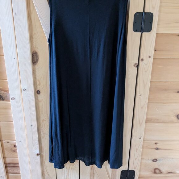Eileen Fisher Tank Dress Medium Black Jersey Swing Sleeveless Viscose Crewneck - Picture 9 of 9
